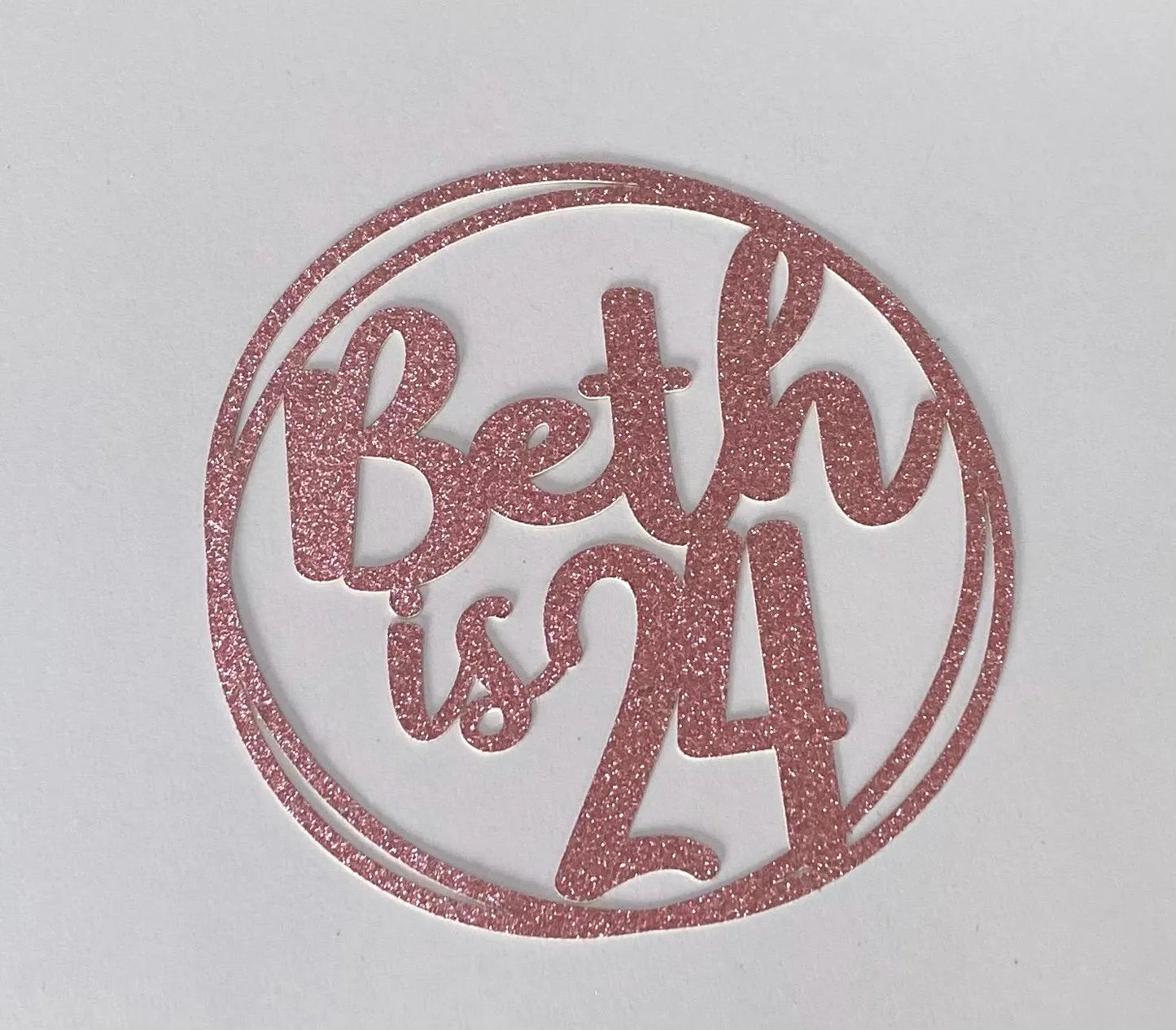 Personalised Circle Name & Number Glitter Cake Topper