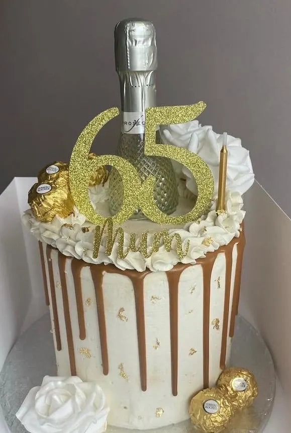 Large Number & Name Glitter Cake Topper