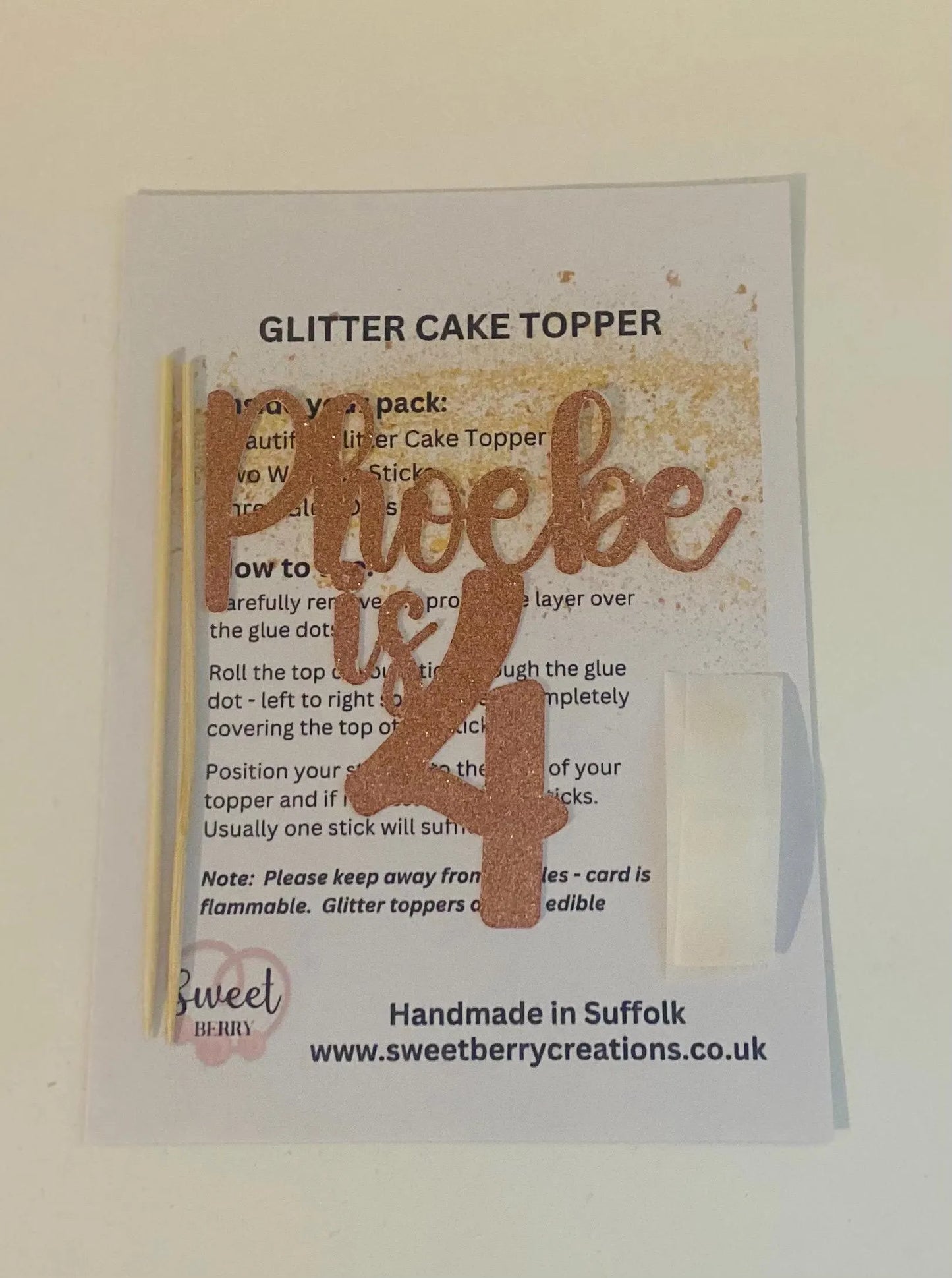 Name & Age Glitter Cake Topper