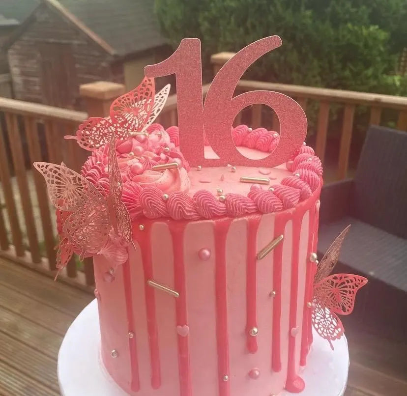 Large Number & Name Glitter Cake Topper