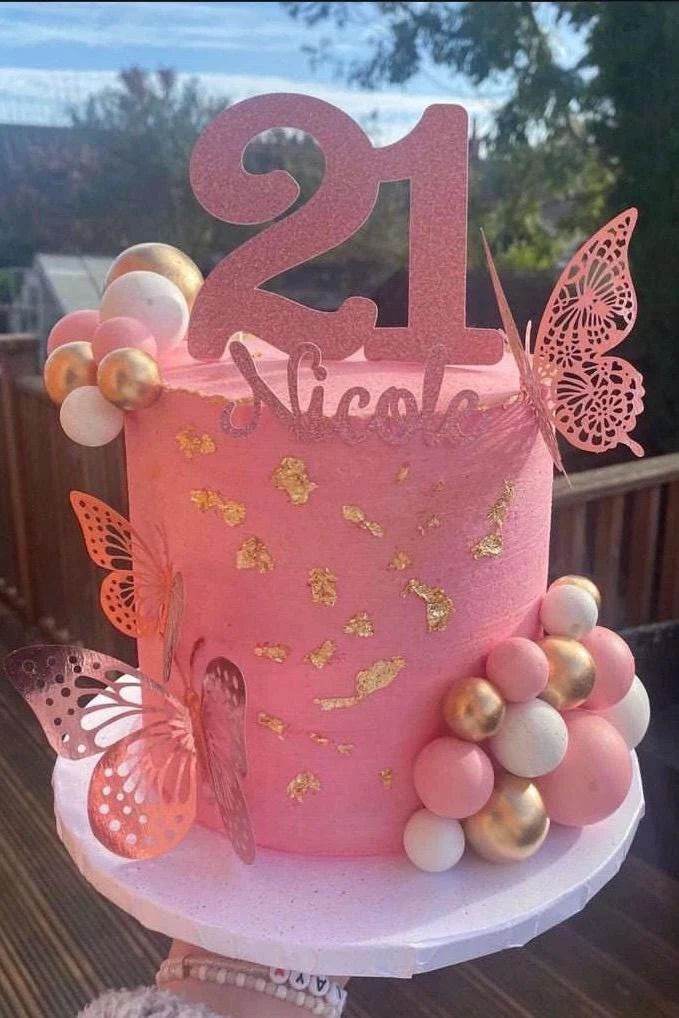 Large Number & Name Glitter Cake Topper