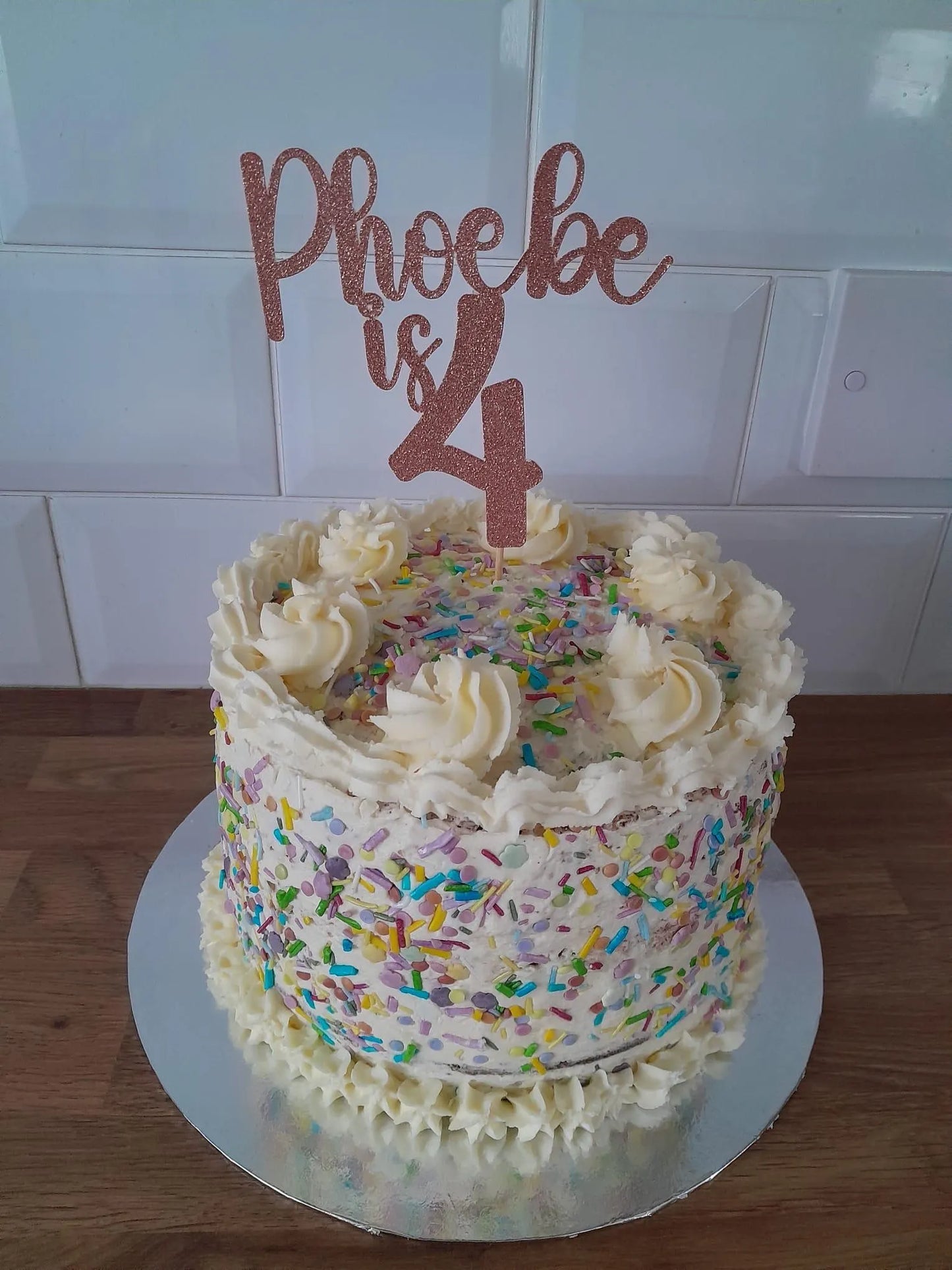 Name & Age Glitter Cake Topper