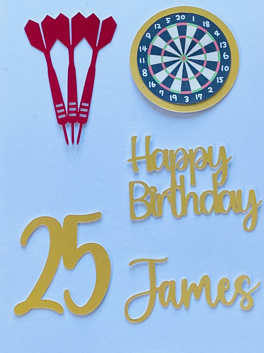 Happy Birthday Personalised Darts Fan Cupcake Toppers