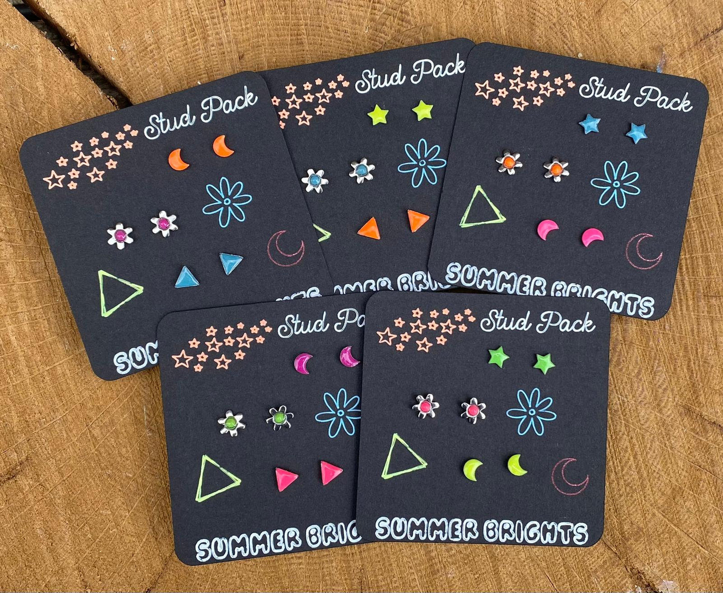 Neon Shapes Studs | Summer Bright Earrings